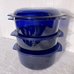 Tupperware Blue Microwave Stack Cooker Set 6Pc